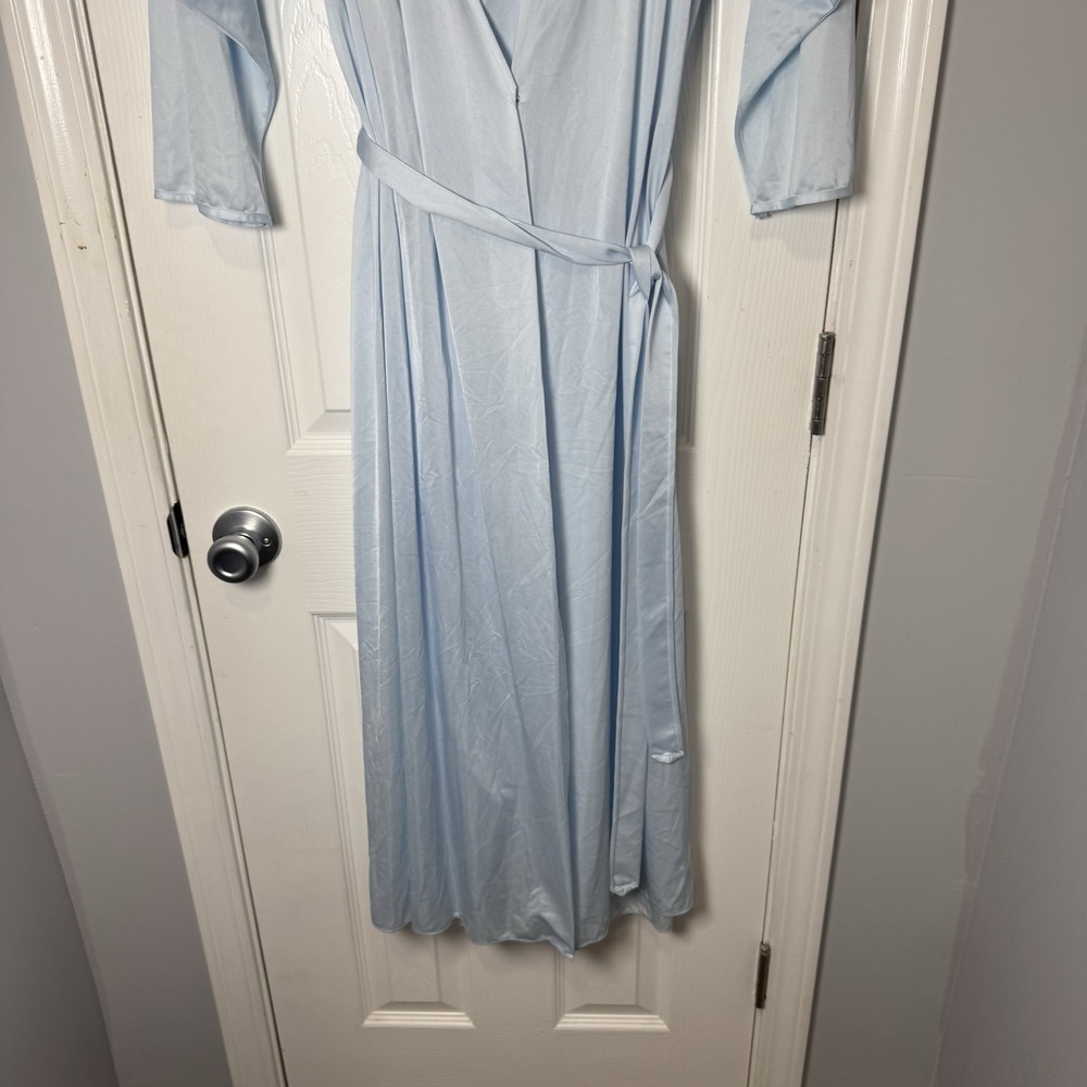 Shadowline Gown & Robe Set Blue Floral Embroidered Trim Womens Size Small VTG - Picture 3 of 7